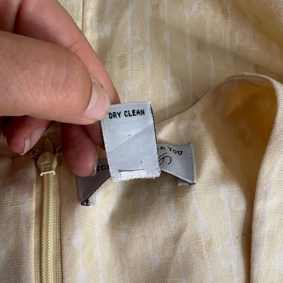 Vintage Lord & Taylor Yellow White Silk Linen 90s Dress - Picture 8 of 10